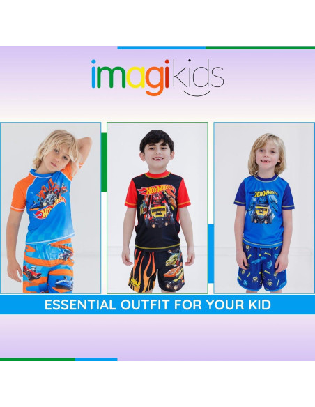 Conjunto de camiseta y bañador Hot Wheels UPF 50+ para niños