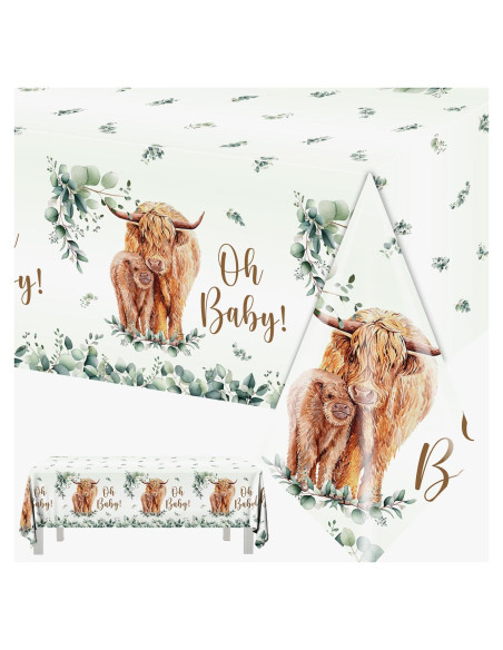 Manteles de Fiesta de Vaca Highland HAKOTI - 3 Piezas 180x108 cm