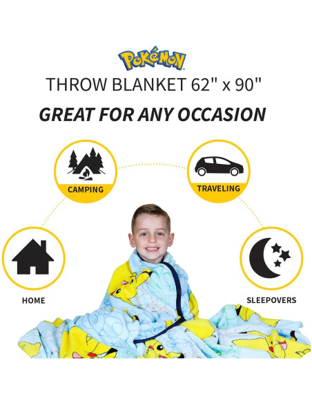 Manta Pokémon Franco Kids 157x228 cm Suave y Colorida