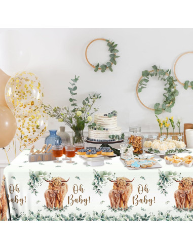 Manteles de Fiesta de Vaca Highland HAKOTI - 3 Piezas 180x108 cm