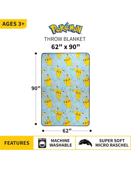 Manta Pokémon Franco Kids 157x228 cm Suave y Colorida