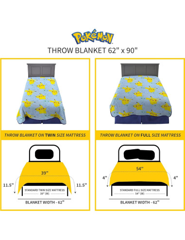 Manta Pokémon Franco Kids 157x228 cm Suave y Colorida