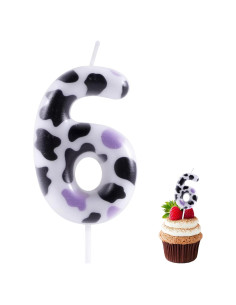 Vela de Cumpleaños Vaca Rosa 6 para Pastel de Fiesta