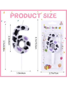 Vela de Cumpleaños Vaca Rosa 6 para Pastel de Fiesta 2