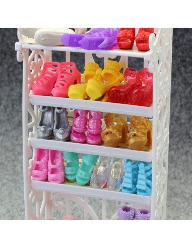 Estante de Zapatos + 20 Pares para Muñecas 11.5"