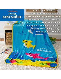 Manta Baby Shark Franco 101.6x127 cm Suave y Colorida 2