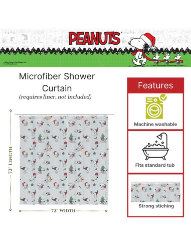 Cortina de Ducha Peanuts Franco 182x182cm Navidad