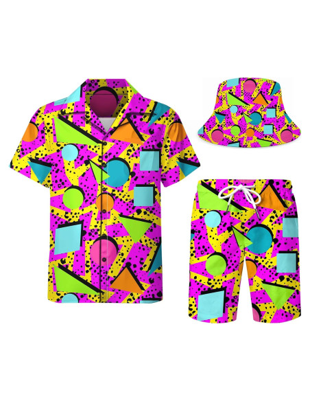 DOOPCCOR Traje Deportivo 3 Piezas Hombre Camisa Hawaiana