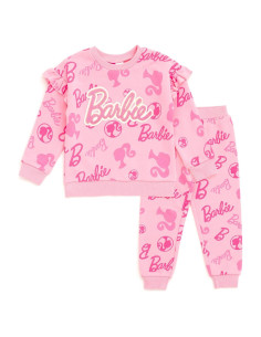 Conjunto sudadera y jogger Barbie 3T rosa para niñas