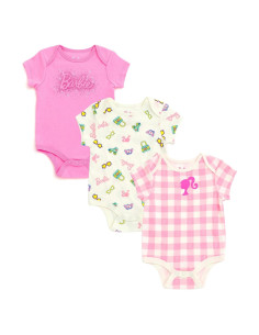 Body Barbie Niñas Bebé 3 Piezas 0 a 24 Meses Rosa/Blanco