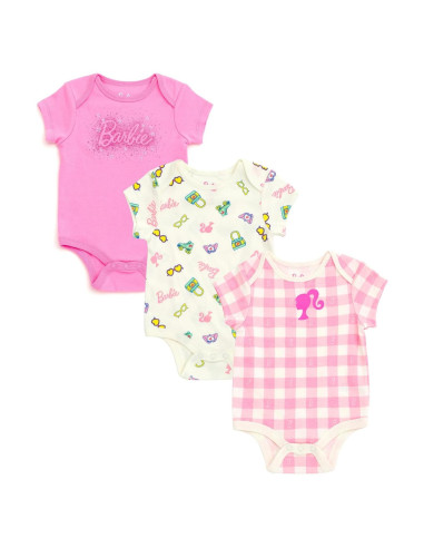 Body Barbie Niñas Bebé 3 Piezas 0 a 24 Meses Rosa/Blanco