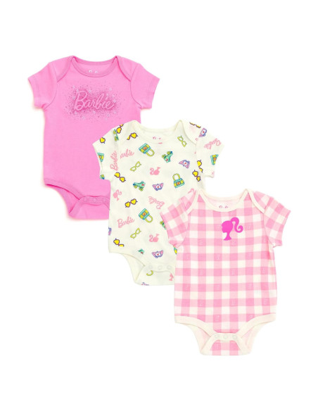 Body Barbie Niñas Bebé 3 Piezas 0 a 24 Meses Rosa/Blanco