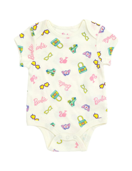 Body Barbie Niñas Bebé 3 Piezas 0 a 24 Meses Rosa/Blanco