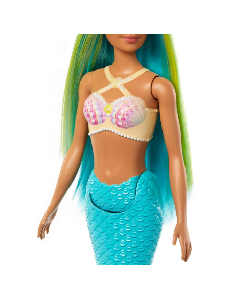 Muñeca Sirena Barbie HRR03 Azul y Amarillo con Diadema