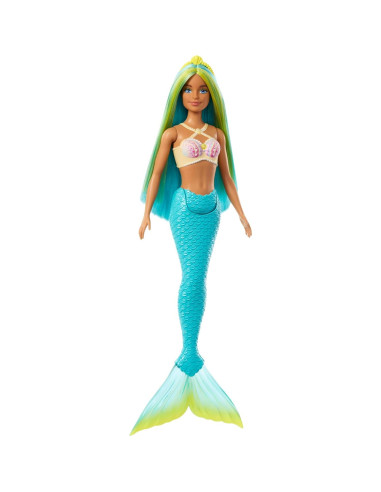 Muñeca Sirena Barbie HRR03 Azul y Amarillo con Diadema