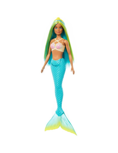Muñeca Sirena Barbie HRR03 Azul y Amarillo con Diadema