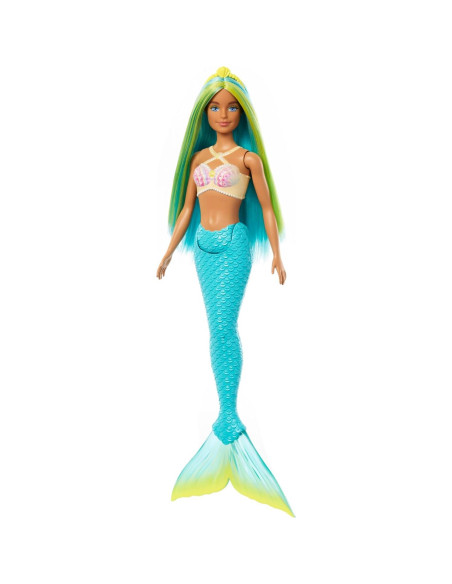 Muñeca Sirena Barbie HRR03 Azul y Amarillo con Diadema