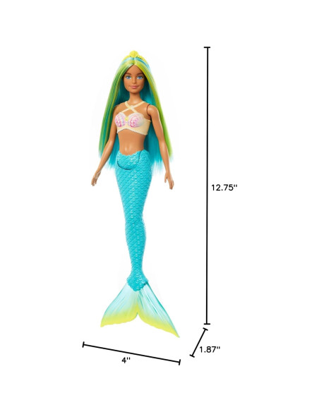 Muñeca Sirena Barbie HRR03 Azul y Amarillo con Diadema