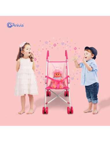 Carrito de Muñeca Anivia DB102pink Plegable para Niños