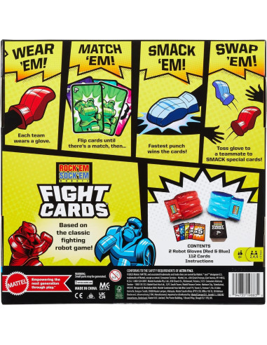 Juego de Cartas Rock 'Em Sock 'Em Robots Mattel 2 Guantes