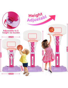 Aro de Baloncesto LACCHOUFEE Rosa Ajustable para Niños 2