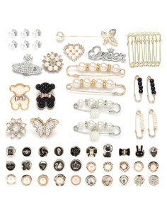 Broches Brillantes zgiraloca para Calcetines y Zapatos, 60 Piezas Oro