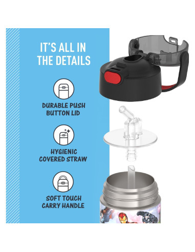 Botella de Agua THERMOS FUNtainer 354ml con Pajilla Avengers