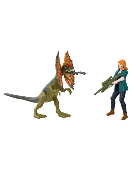 Figura de Acción Mattel Jurassic World Claire y Dilophosaurus