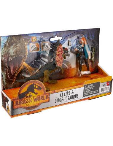 Figura de Acción Mattel Jurassic World Claire y Dilophosaurus
