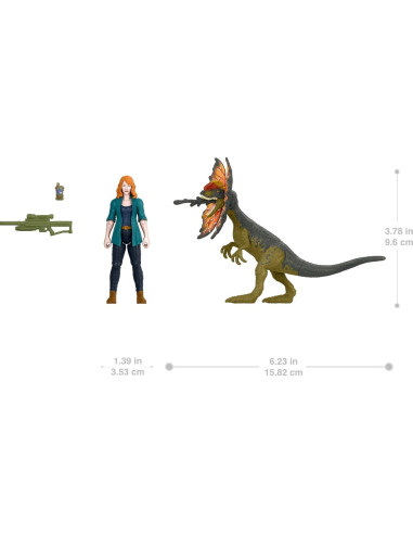 Figura de Acción Mattel Jurassic World Claire y Dilophosaurus