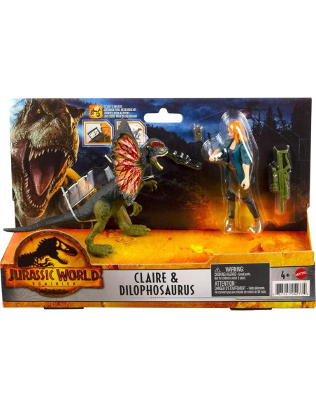Figura de Acción Mattel Jurassic World Claire y Dilophosaurus