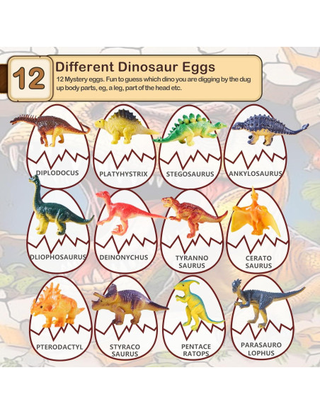 Kit Excavación Dinosaurios - 12 Huevos Rellenos Jiaxin
