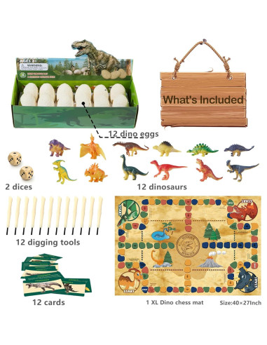 Kit Excavación Dinosaurios - 12 Huevos Rellenos Jiaxin