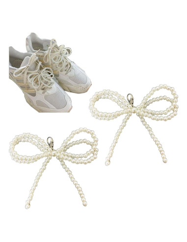 2 Piezas Charms de Perlas para Cordones de Zapatos - Blanco