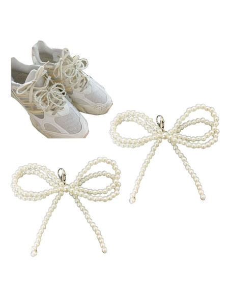 2 Piezas Charms de Perlas para Cordones de Zapatos - Blanco