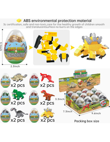 12 Piezas Huevos de Dinosaurios Juguete Educativo JGM