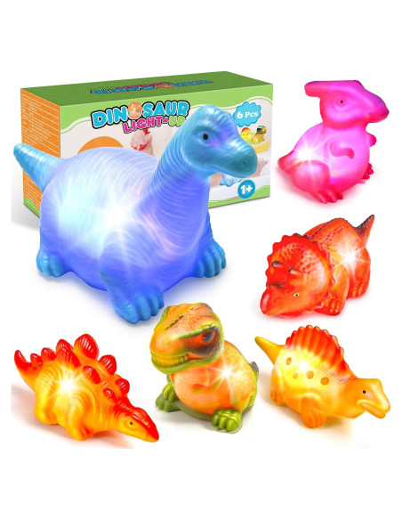 Juguetes de Baño Dinosaurios MDINGTD 6 Piezas Iluminados