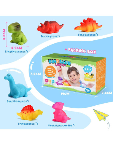 Juguetes de Baño Dinosaurios MDINGTD 6 Piezas Iluminados