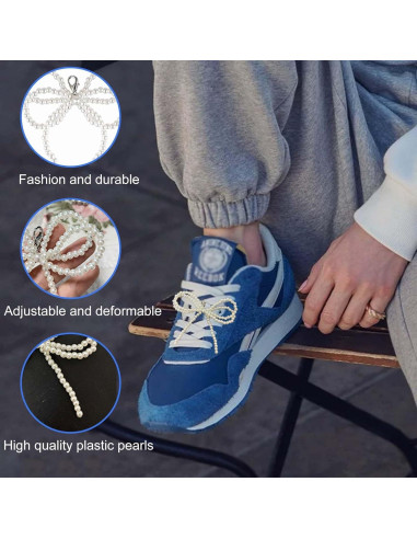 2 Piezas Charms de Perlas para Cordones de Zapatos - Blanco