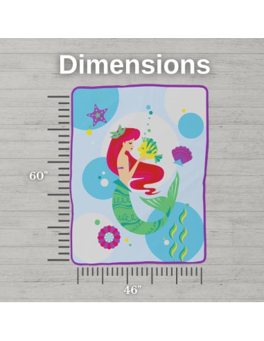 Manta La Sirenita Ariel Franco 116x152 cm Suave Plush