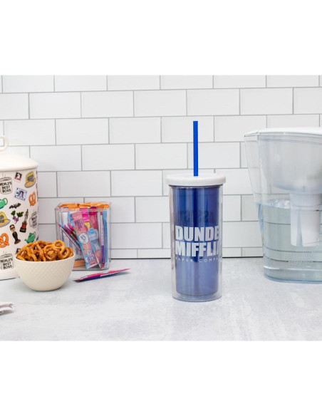 Vaso Frío Alto 590ml The Office Silver Buffalo con Tapa