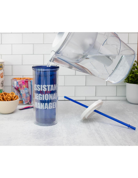 Vaso Frío Alto 590ml The Office Silver Buffalo con Tapa