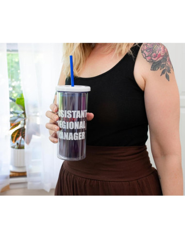 Vaso Frío Alto 590ml The Office Silver Buffalo con Tapa