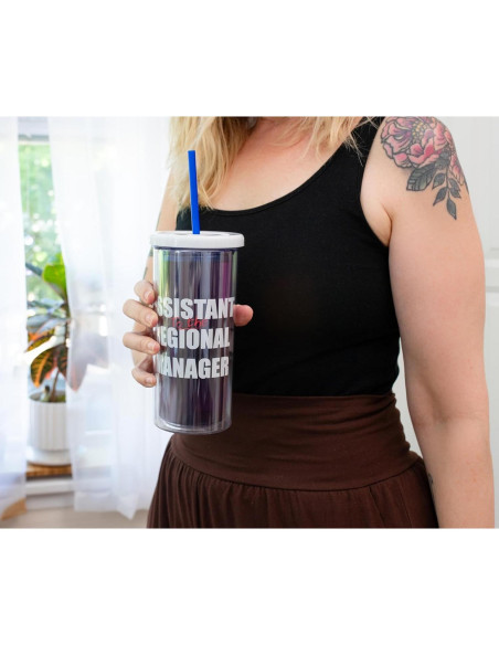 Vaso Frío Alto 590ml The Office Silver Buffalo con Tapa