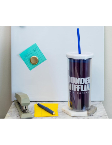 Vaso Frío Alto 590ml The Office Silver Buffalo con Tapa