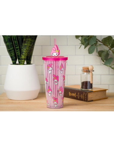 Taza Fría Silver Buffalo My Melody 710 ml con Tapa y Popote