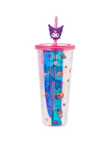 Taza Fría Sanrio Kuromi 710 ml con Tapa y Popote