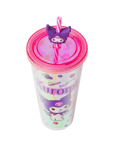 Taza Fría Sanrio Kuromi 710 ml con Tapa y Popote