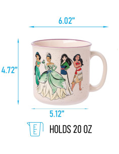 Taza Camper Cerámica Silver Buffalo Princesas Disney 590ml 2