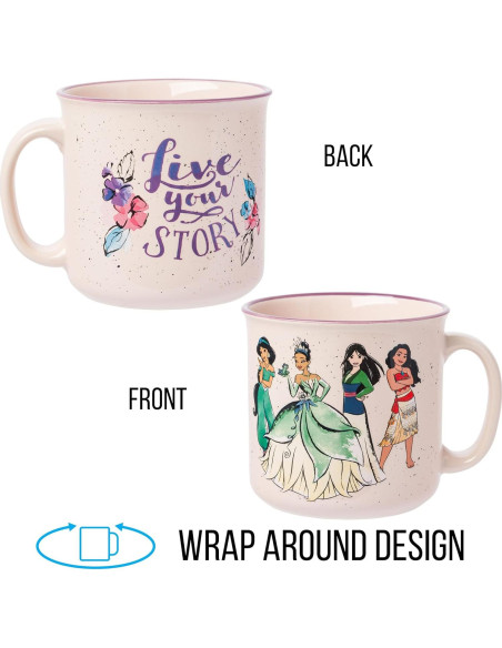 Taza Camper Cerámica Silver Buffalo Princesas Disney 590ml